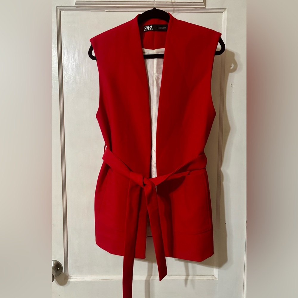 Zara Vibrant Red Open Front Vest - Picture 11 of 11